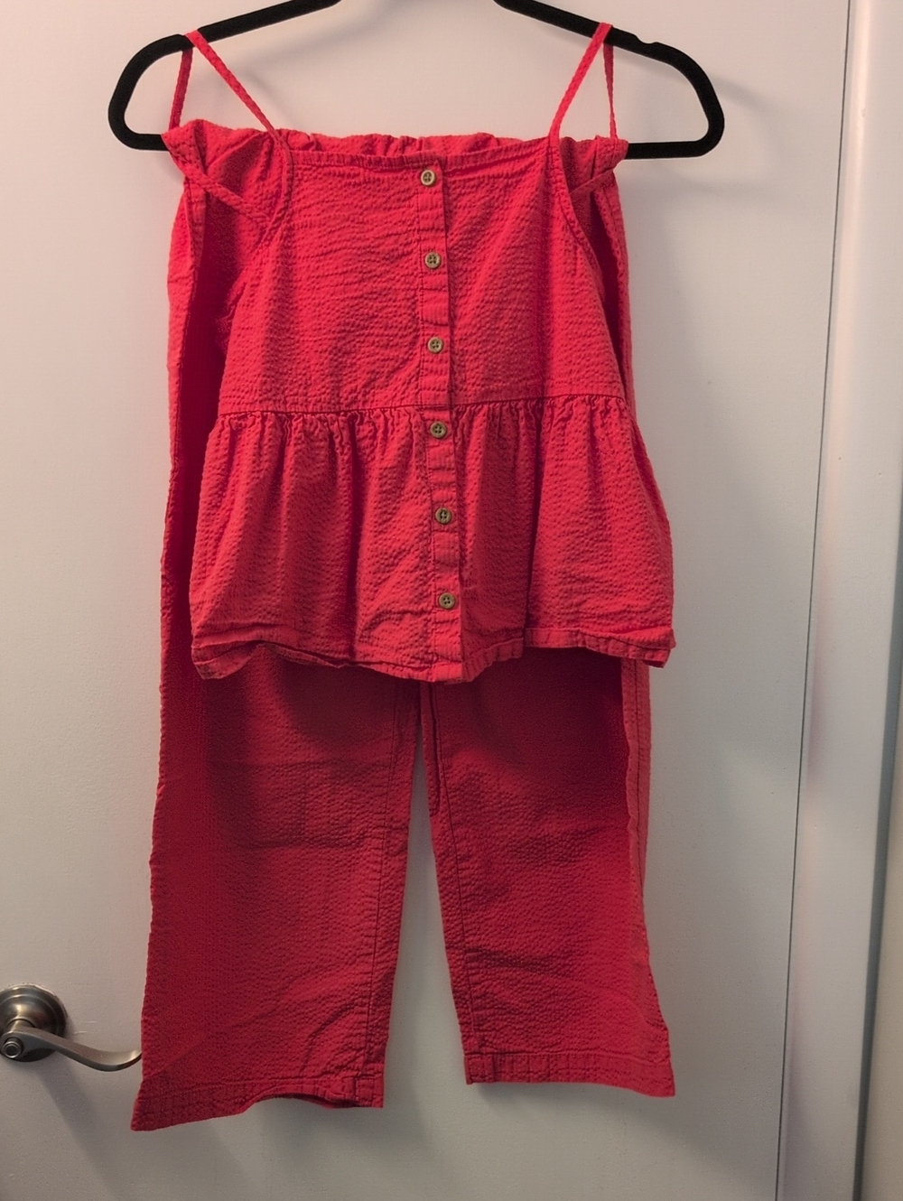 George Pink Peplum Button-Front Top and Pants Matching Set